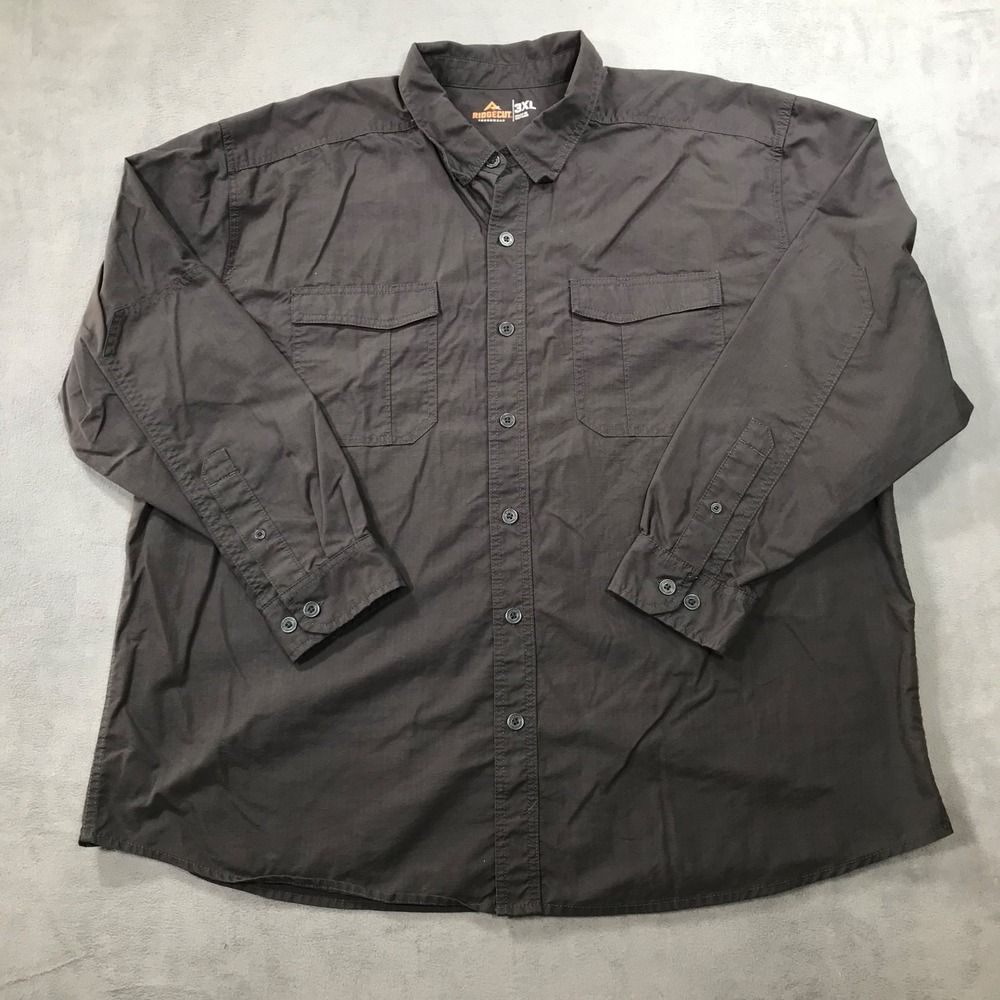 Ridgecut Toughwear Shirt Mens 3XLXXXL Gray Button Down Ripstop Heavy Canvas